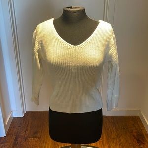Reversible Women's V-Neck Criss Cross Twisted Pullover Knitted Crop Sweater